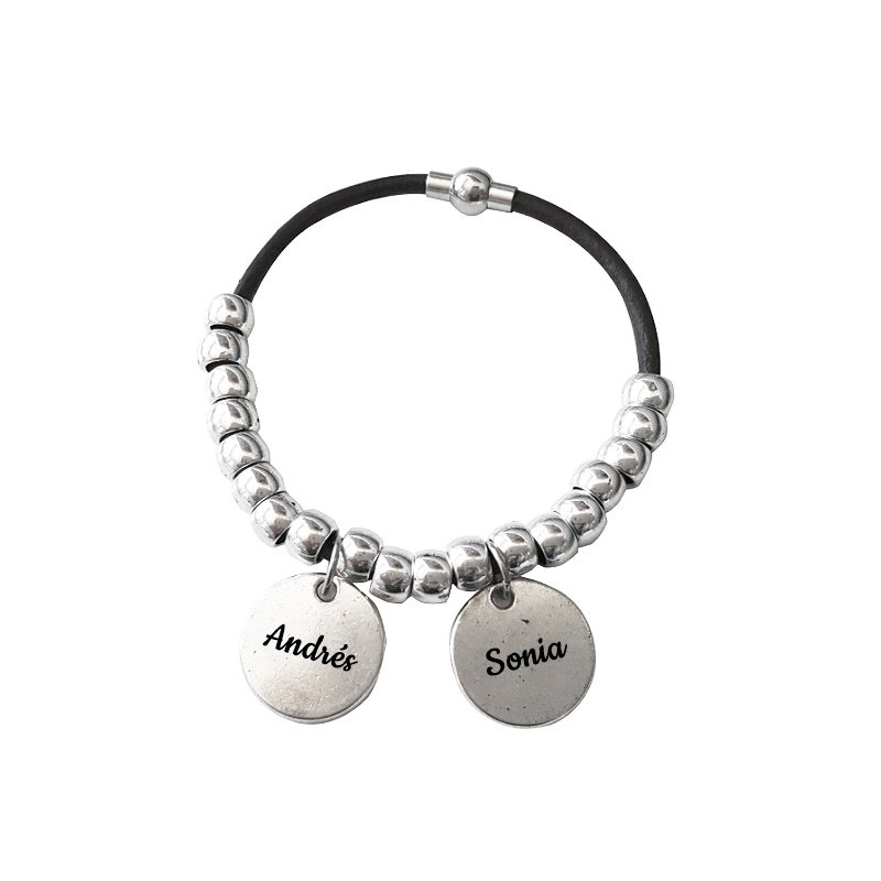 PULSERA PERSONALIZADA CON MEDALLAS PARA GRABAR