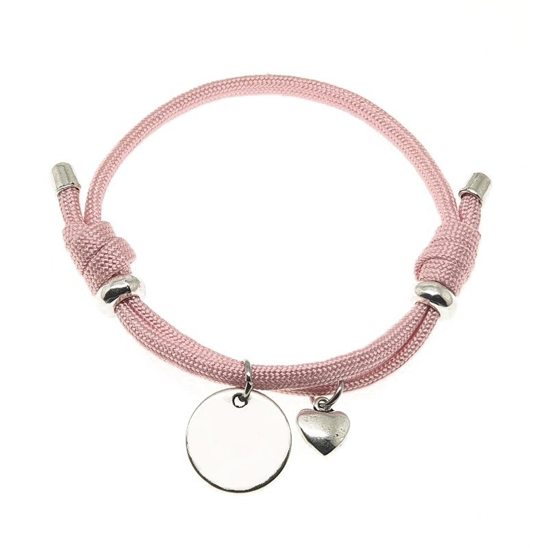PULSERA CON CHAPA PERSONALIZADA PARACORD ROSA