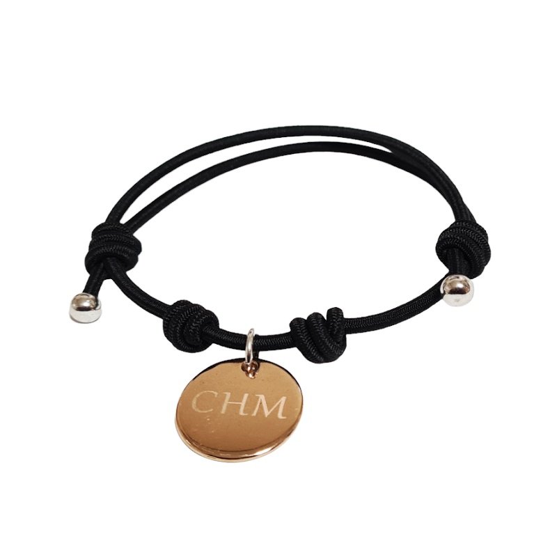 PULSERA NUDOS CORREDIZOS CON CHAPA PERSONALIZADA