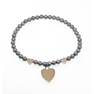PULSERA HEMATITAS CON CORAZÓN PARA GRABAR
