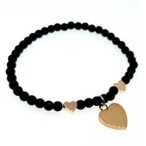 PULSERA HEMATITAS CON CORAZÓN PARA GRABAR