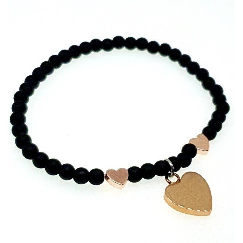 PULSERA HEMATITAS CON CORAZÓN PARA GRABAR