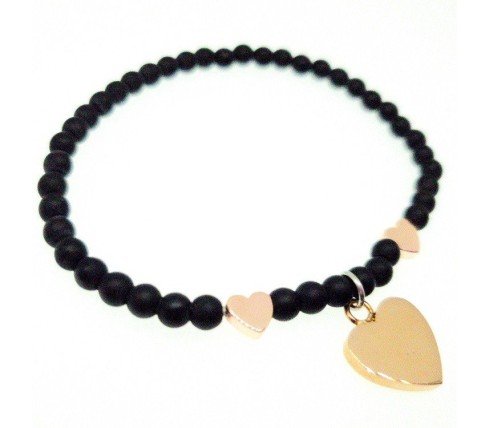 PULSERA HEMATITAS CON CORAZÓN PARA GRABAR
