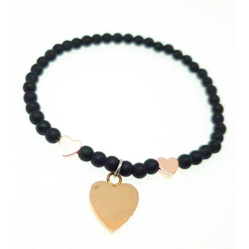 PULSERA HEMATITAS CON CORAZÓN PARA GRABAR