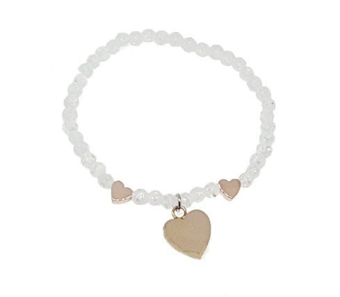 PULSERA CRISTAL ESCARCHADO CON CORAZÓN PARA GRABAR