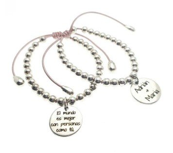 pulseras cuero y bolas personalizadas