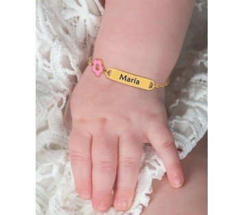 ESCLAVA PARA BEBÉ O NIÑO EN ACERO Y ORO