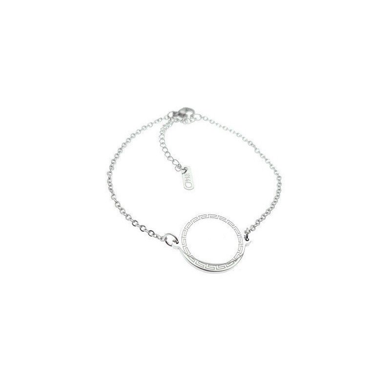 PULSERA ACERO CON CHAPA REDONDA GRECA PERSONALIZABLE