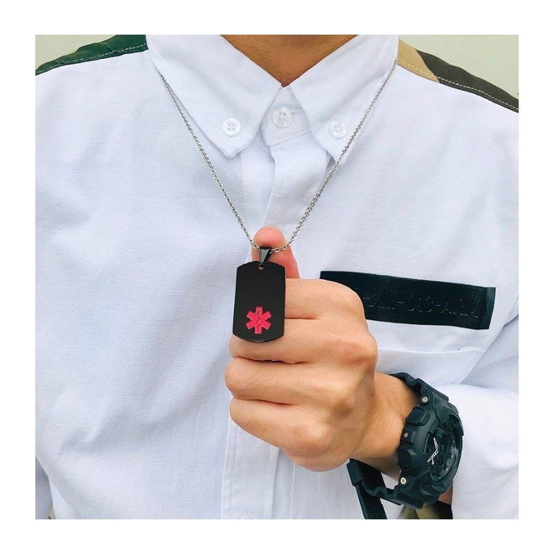 COLGANTE PLACA MÉDICA, ALÉRGICOS, ALZHEIMER