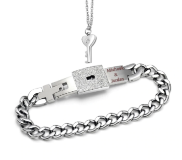 PULSERA CANDADO + COLGANTE LLAVE, IDEAL PAREJAS