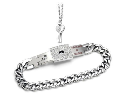 PULSERA CANDADO + COLGANTE LLAVE, IDEAL PAREJAS