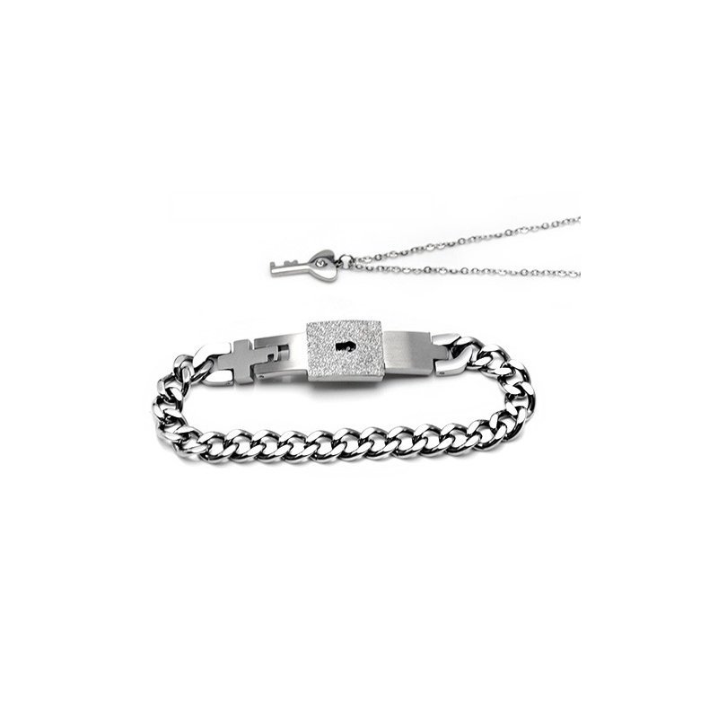 PULSERA CANDADO + COLGANTE LLAVE, IDEAL PAREJAS