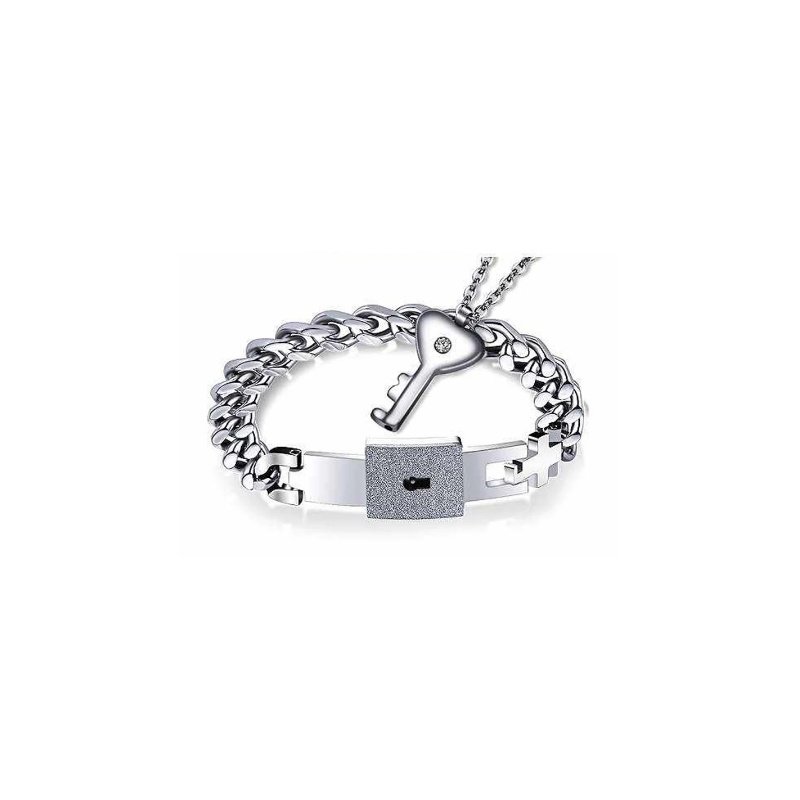 PULSERA CANDADO + COLGANTE LLAVE, IDEAL PAREJAS