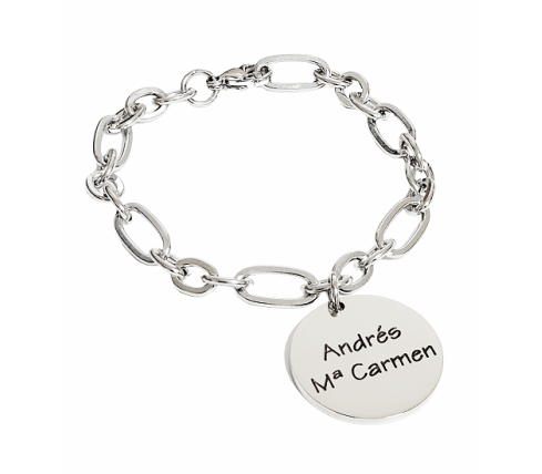 PULSERA ACERO Y ACERO ORO CON CHAPA PERSONALIZADA