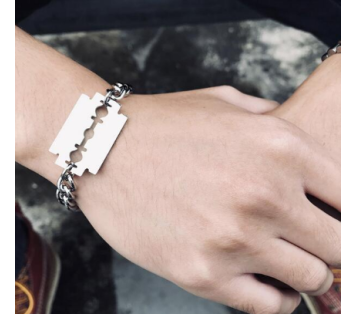 PULSERA CUCHILLA AFEITAR PERSONALIZADA, ACERO