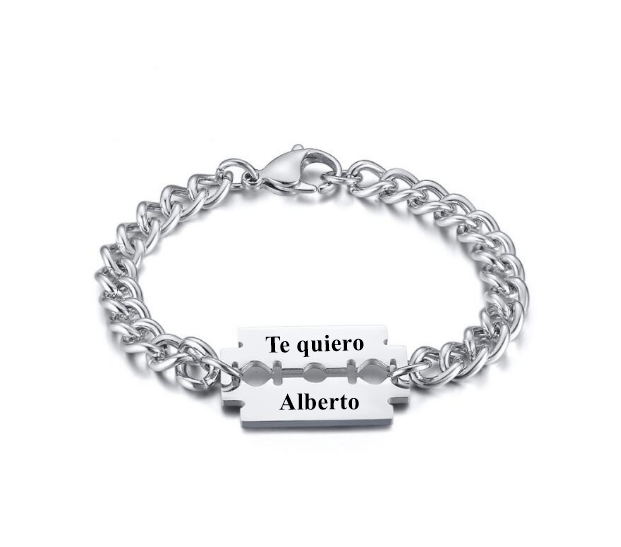 PULSERA CUCHILLA AFEITAR PERSONALIZADA, ACERO