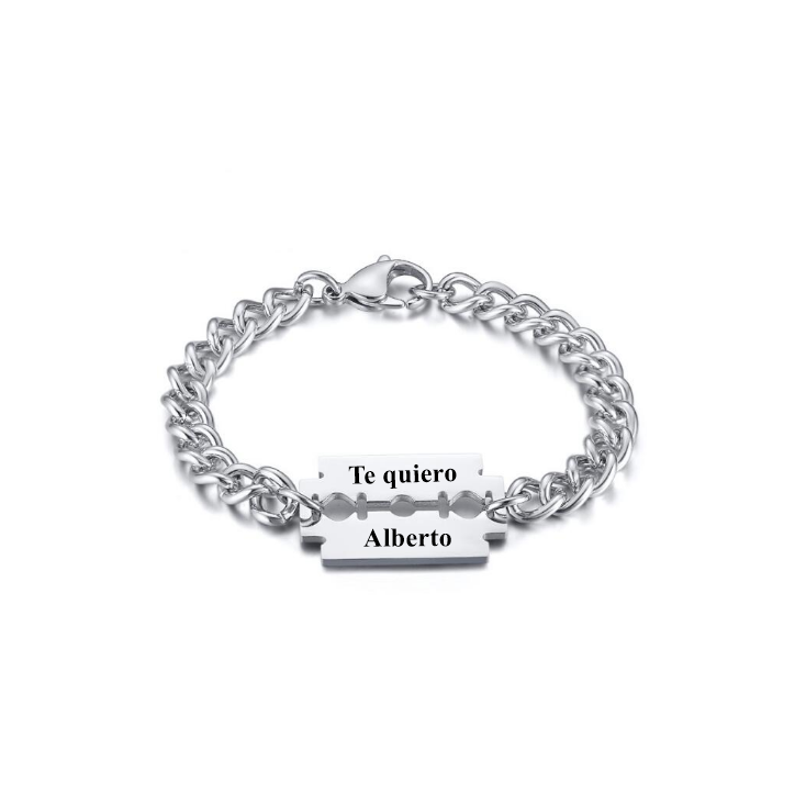 PULSERA CUCHILLA AFEITAR PERSONALIZADA, ACERO