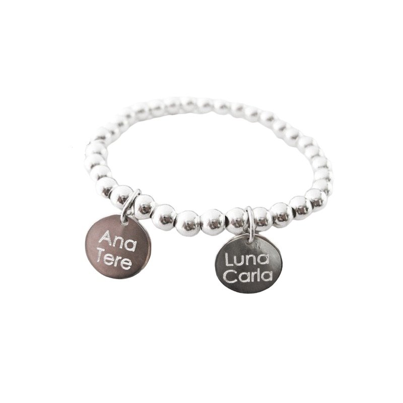 PULSERA PLATA DE LEY 925 PERSONALIZADA CON MEDALLAS PARA GRABAR