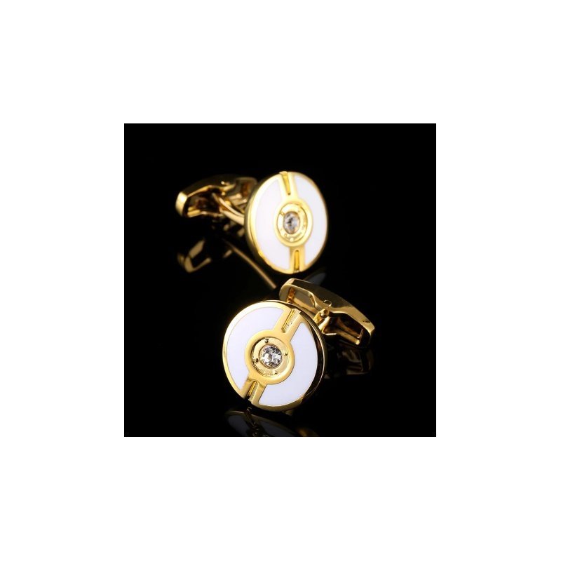 GEMELOS DORADOS BOTÓN CON CIRCONITA