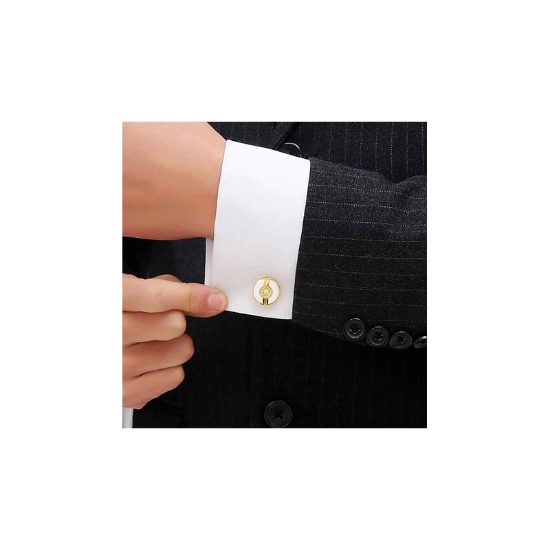 GEMELOS DORADOS BOTÓN CON CIRCONITA