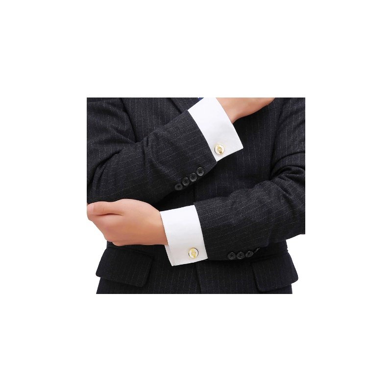 GEMELOS DORADOS BOTÓN CON CIRCONITA