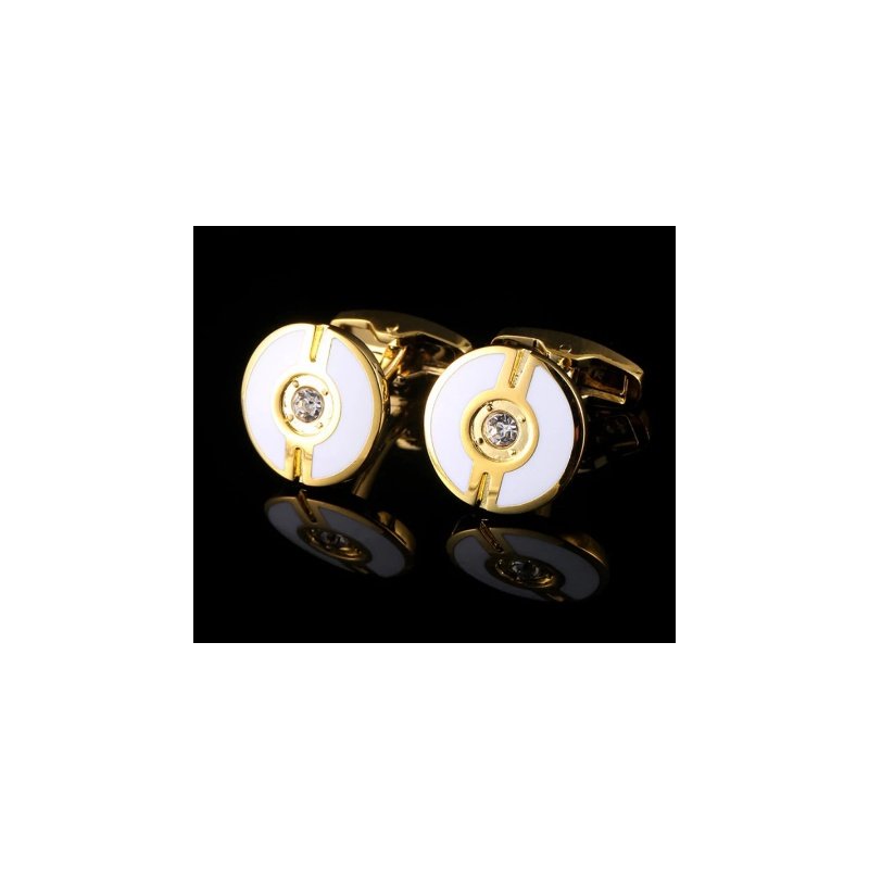 GEMELOS DORADOS BOTÓN CON CIRCONITA