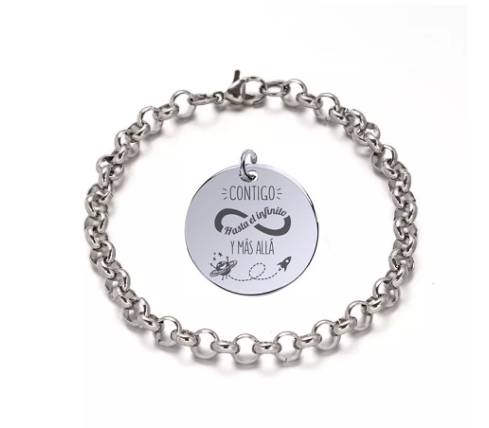 PULSERA CORAZONES ACERO (SE PUEDEN AÑADIR CHAPAS GRABADAS)