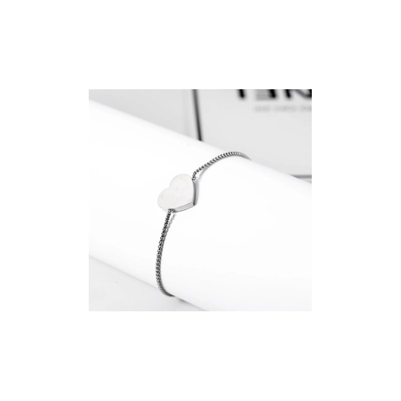 PULSERA ACERO AJUSTABLE CON CORAZÓN PARA GRABAR