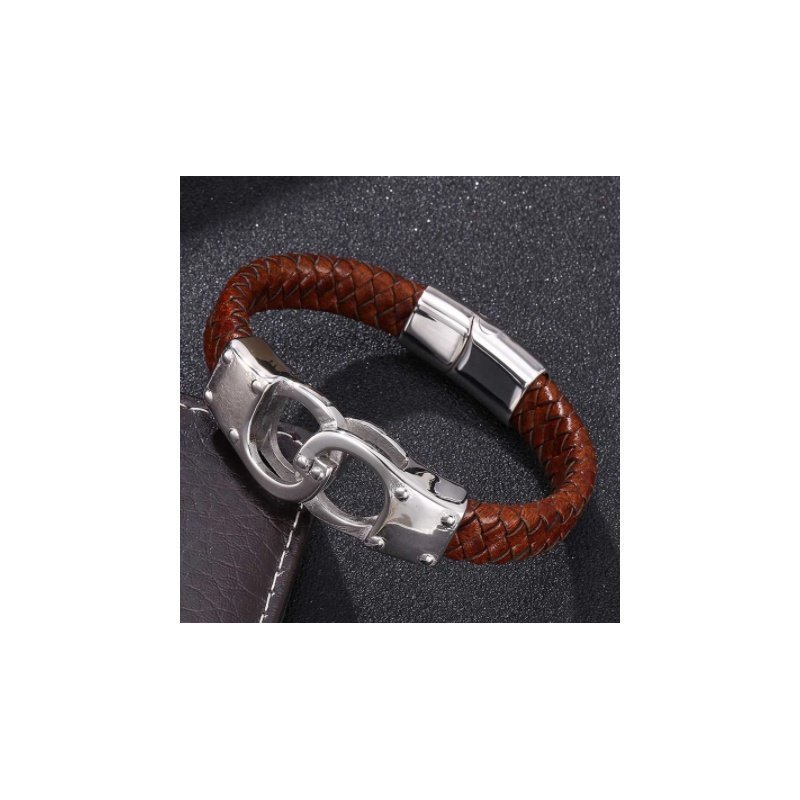 PULSERA CUERO ESPOSAS  (SE GRABA)