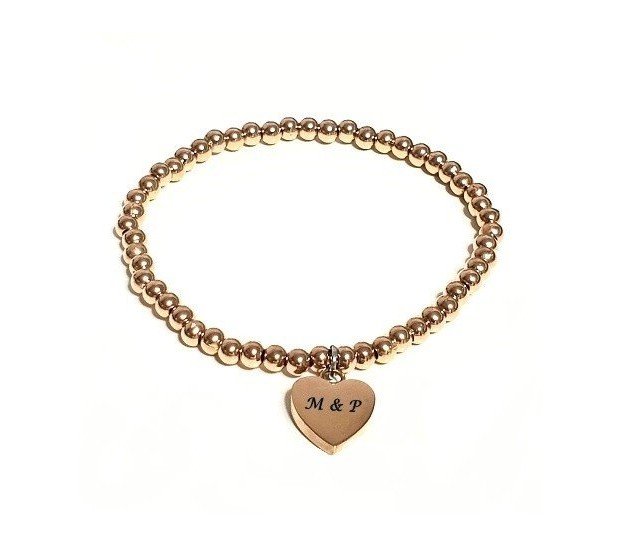 PULSERA BOLAS Y CORAZÓN ORO ROSA PULSERA BOLAS Y CORAZÓN ORO ROSA