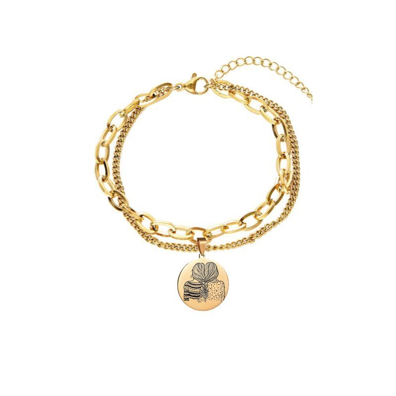 PULSERA DOBLE CADENA ACERO Y ORO