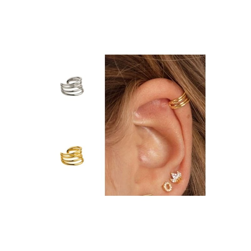 Aretes Ear Cuff Clip Minimalistas Aretes De Plata 925 - $ 590.00 En