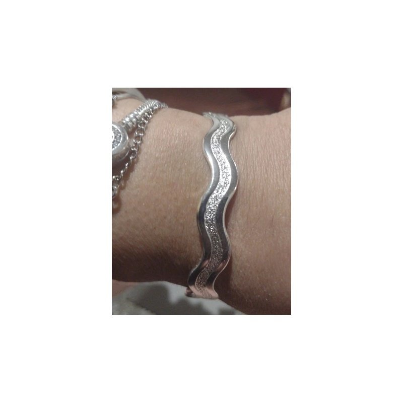 PULSERA BRAZALETE ONDAS PLATA