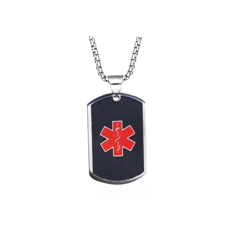 COLGANTE PLACA ALERTA MÉDICA PERSONALIZADO, ALÉRGICOS, ALZHEIMER