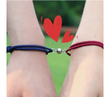2 PULSERAS CON IMÁN PARA PAREJAS, VARIOS COLORES