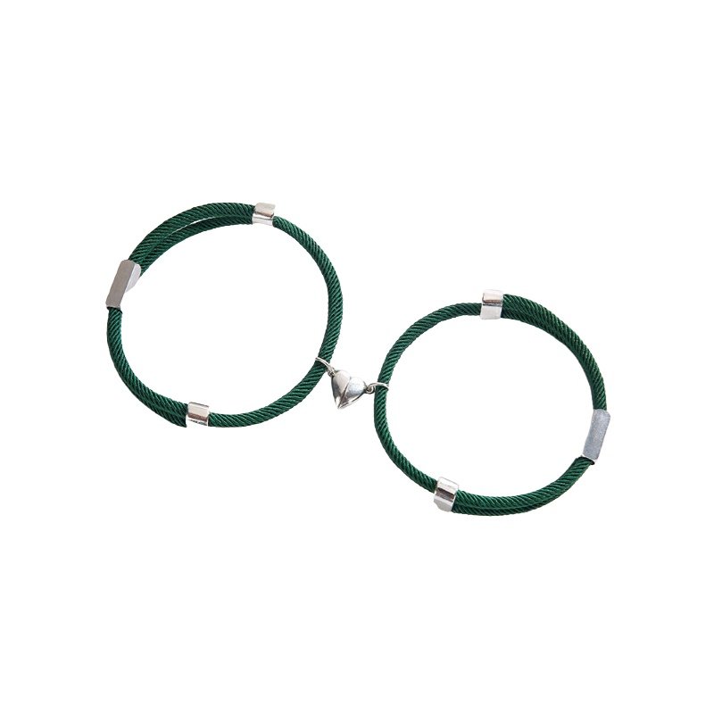 2 PULSERAS PARA PAREJAS CON IMÁN CORAZÓN Y TUBO PERSONALIZADO, VARIOS COLORES