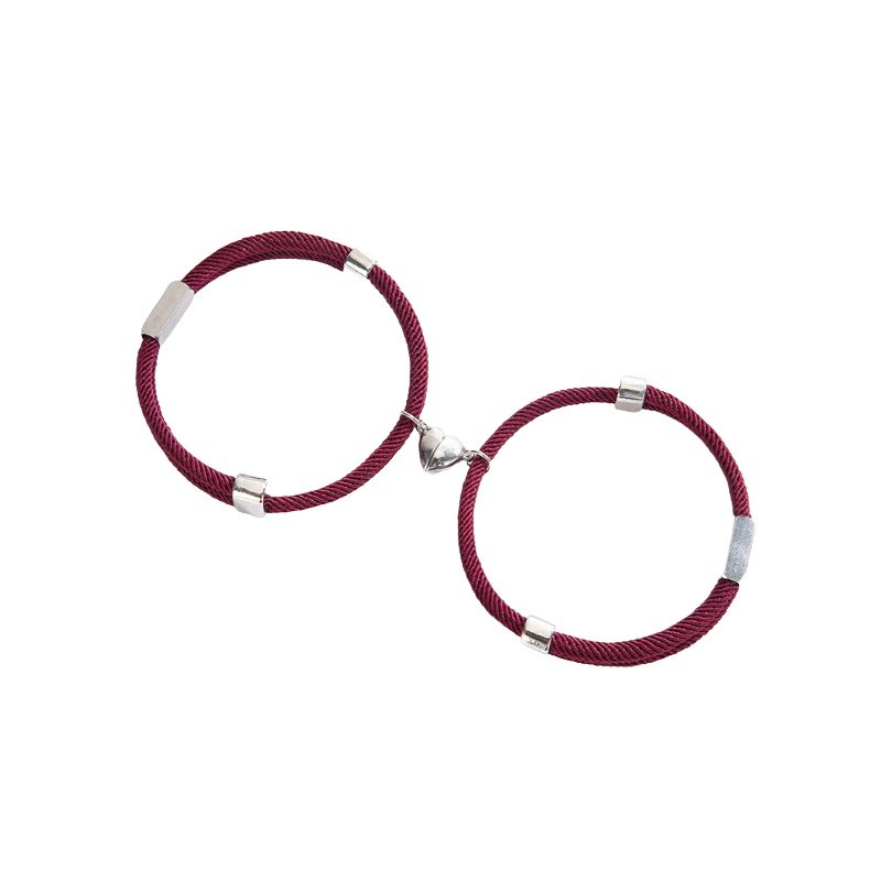 2 PULSERAS PARA PAREJAS CON IMÁN CORAZÓN Y TUBO PERSONALIZADO, VARIOS COLORES