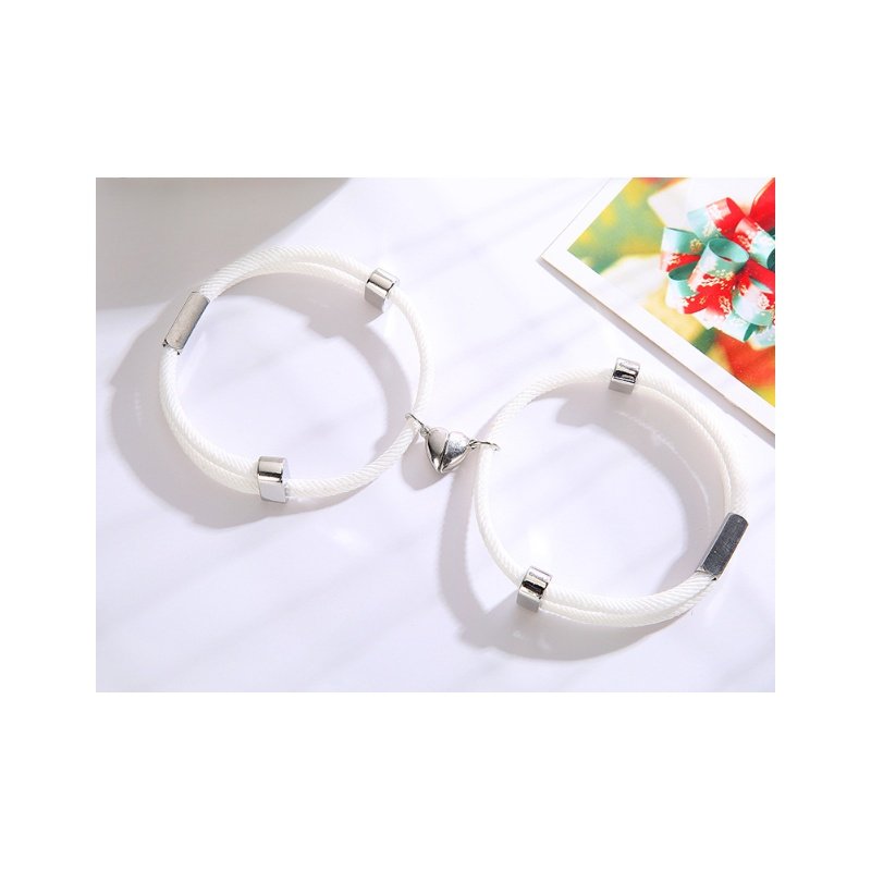 2 PULSERAS PARA PAREJAS CON IMÁN CORAZÓN Y TUBO PERSONALIZADO, VARIOS COLORES