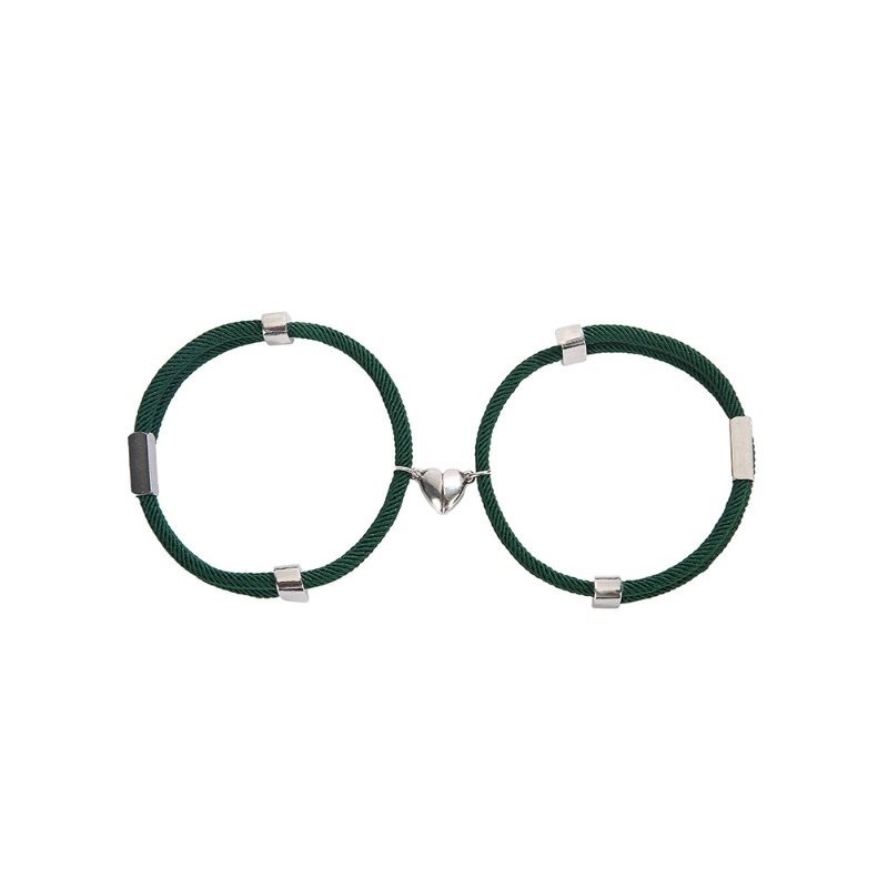 2 PULSERAS PARA PAREJAS CON IMÁN CORAZÓN Y TUBO PERSONALIZADO, VARIOS COLORES