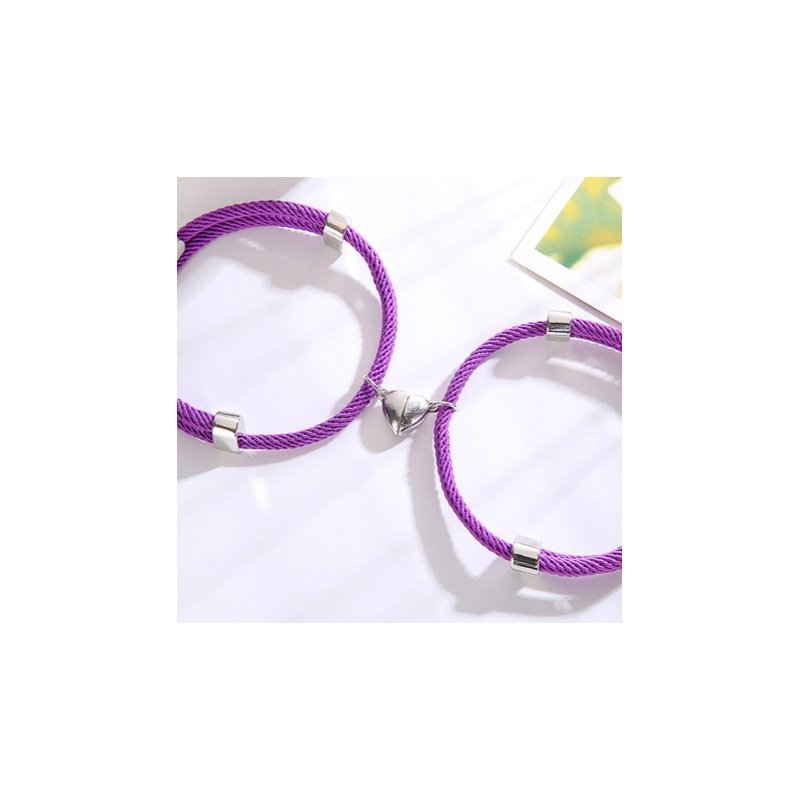 2 PULSERAS PARA PAREJAS CON IMÁN CORAZÓN Y TUBO PERSONALIZADO, VARIOS COLORES