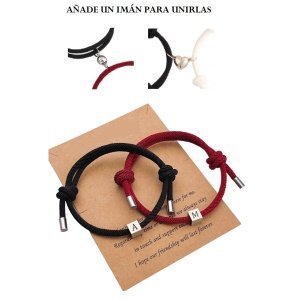 2 PULSERAS PARA PAREJAS CON ENTREPIEZA CUBO PERSONALIZADA