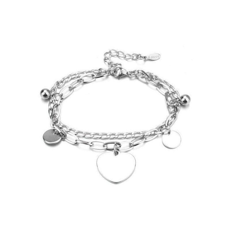 PULSERA ACERO CON CORAZÓN CENTRAL PARA GRABAR