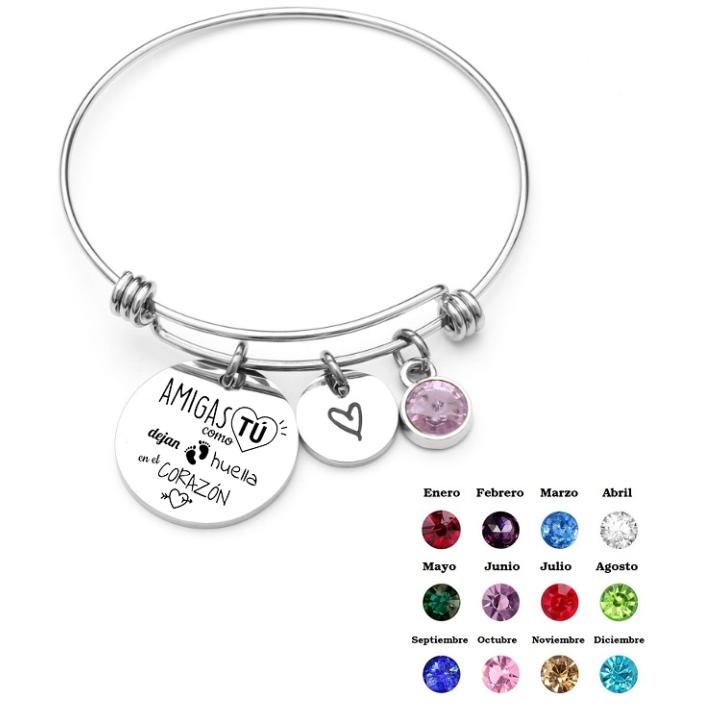 PULSERA RÍGIDA CON CHAPAS PERSONALIZADAS