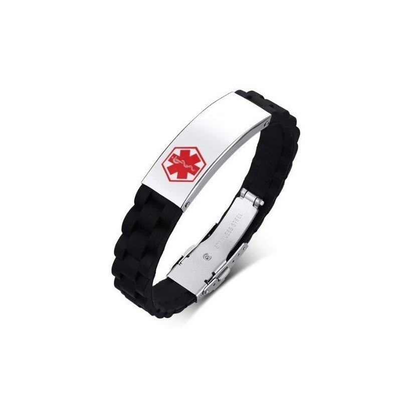 PULSERA ALERTA MÉDICA SILICONA Y ACERO INOX