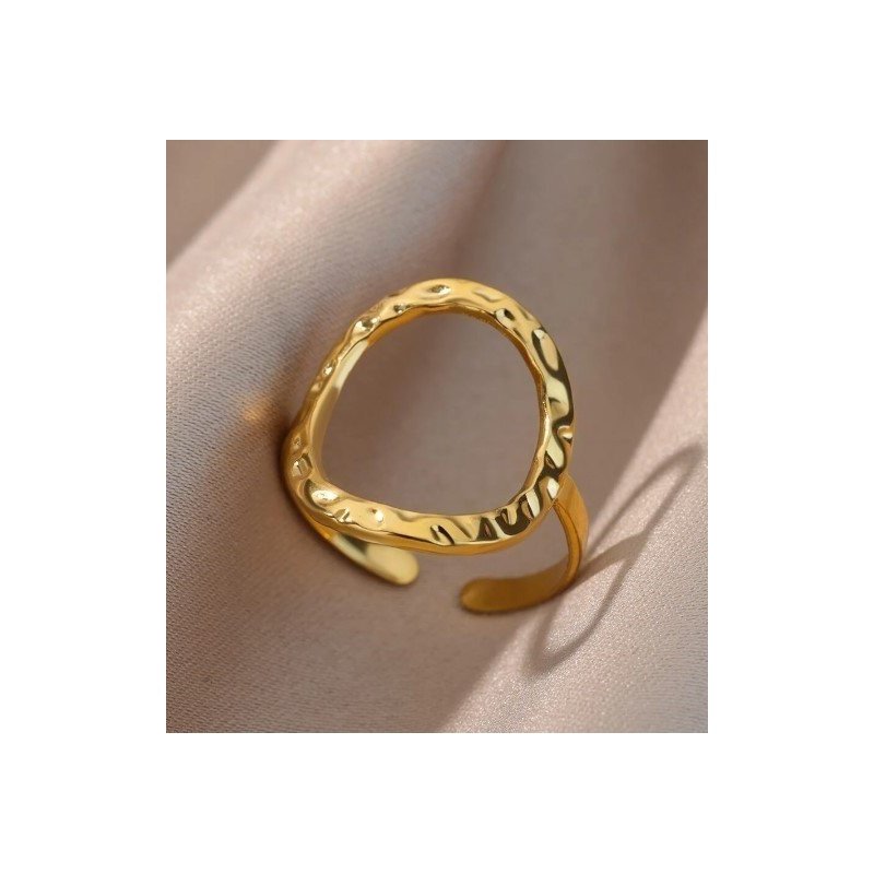 ANILLO CÍRCULO CALADO WATERPROOF ACERO MARTILLADO