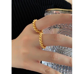 ANILLO TWISTER ACERO Y ORO WATERPROOF