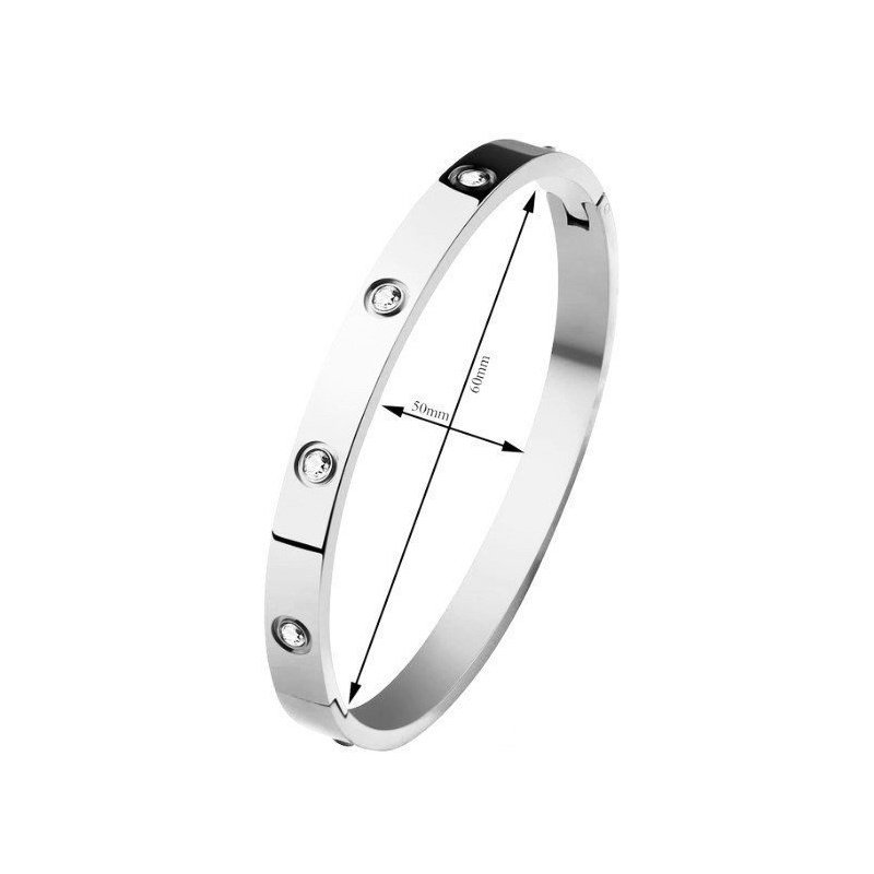 BRAZALETE RÍGIDO CON CIRCONITAS, ACERO