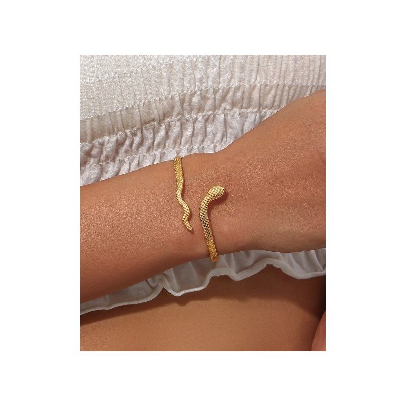 BRAZALETE SNAKE ACERO Y ORO WATERPROOF