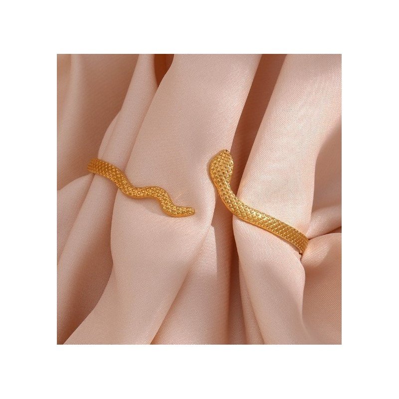 BRAZALETE SNAKE ACERO Y ORO WATERPROOF