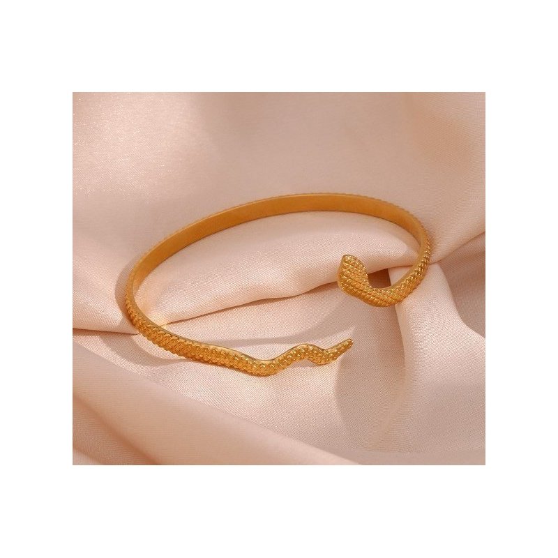 BRAZALETE SNAKE ACERO Y ORO WATERPROOF
